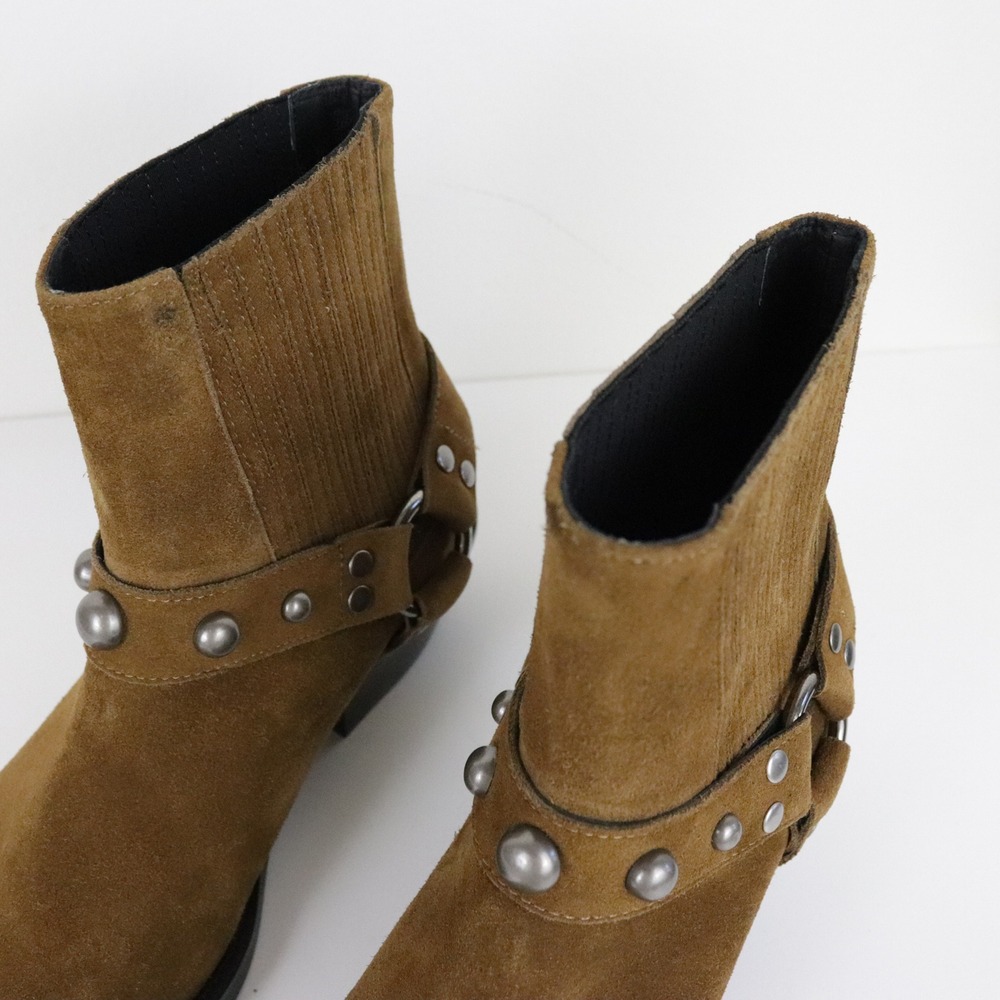 Anthropologie‎ Bibi Lou Moto Ankle Boots 39 Suede Square Toe - Picture 8 of 12
